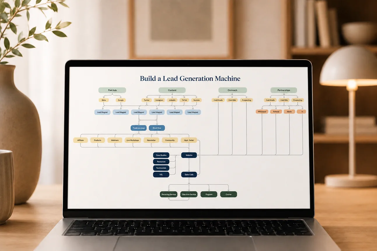 A lead generation system displayed on a laptop